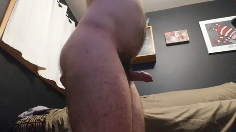 My small uncut cock erupting while a vibrator teases my tight backdoor!