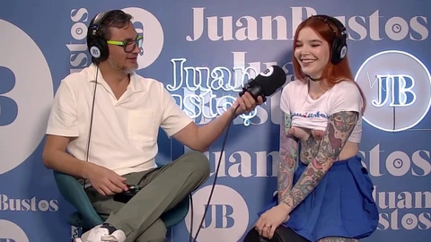 Red-haired beauty KittyMiau rides the Sybian saddle like a pro on the Juan Bustos Podcast