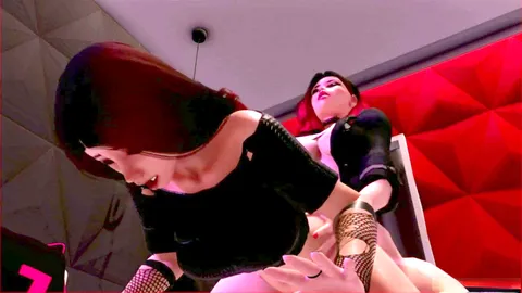 Orales Vergnügen mit einem dickgirl mit großem Busen in einer heißen 3D-Fantasie