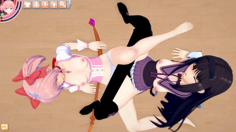 Madoka Kaname and Homura Akemi engage in intense lesbian action